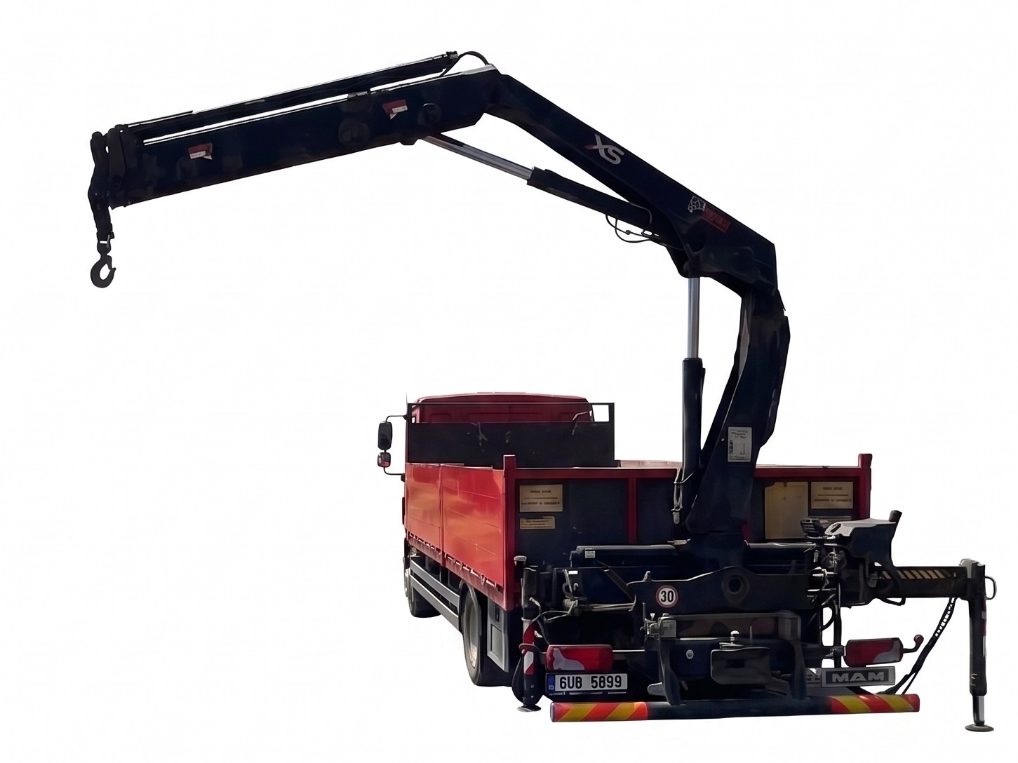 Roztažená hydraulická ruka na transparentním pozadí